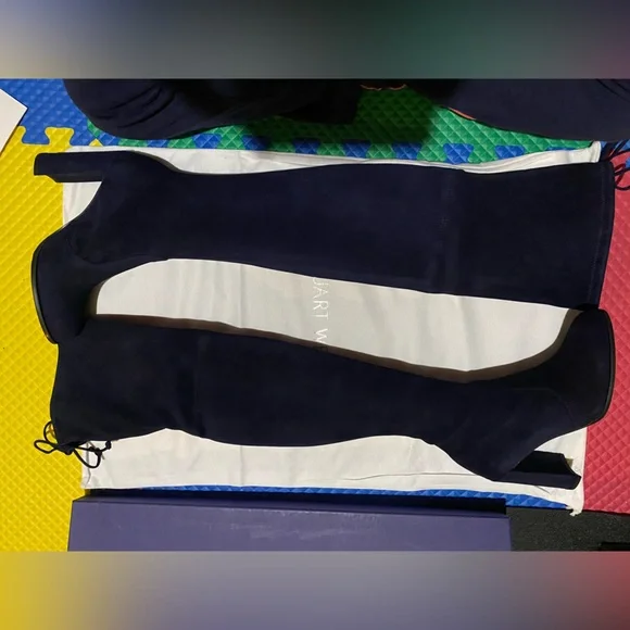 Stuart Weitzman Suede Over-the-Knee Blue Boots - Picture 7 of 9